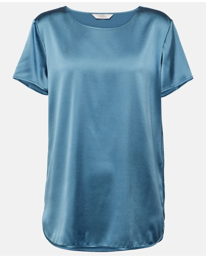 Max Mara Leisure - T-shirt Cortona in raso di misto seta Blu