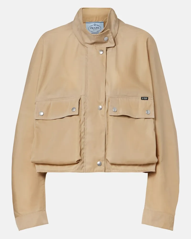 Prada Giacca cropped in Re-Nylon Beige