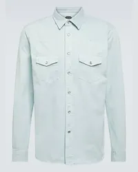 Tom Ford Camicia in twill di cotone Blu