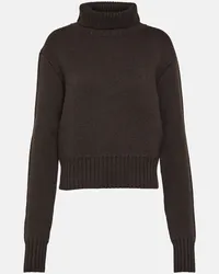 KHAITE Pullover Lanzino in cashmere a coste Marrone