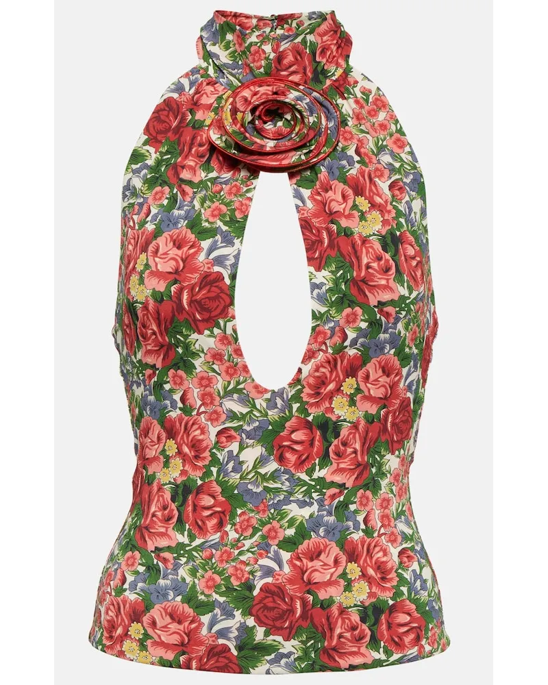 Magda Butrym Top con scollo allâamericana e stampa Multicolore
