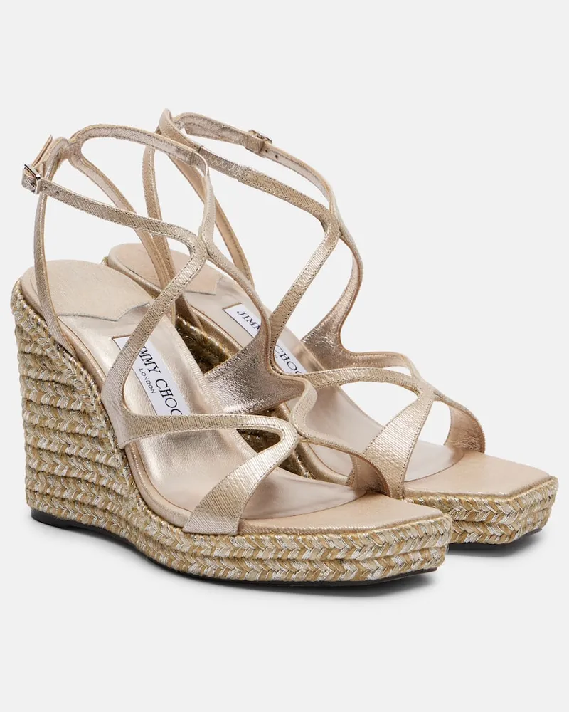 Jimmy Choo Sandali Ayla 110 in pelle con zeppa Oro