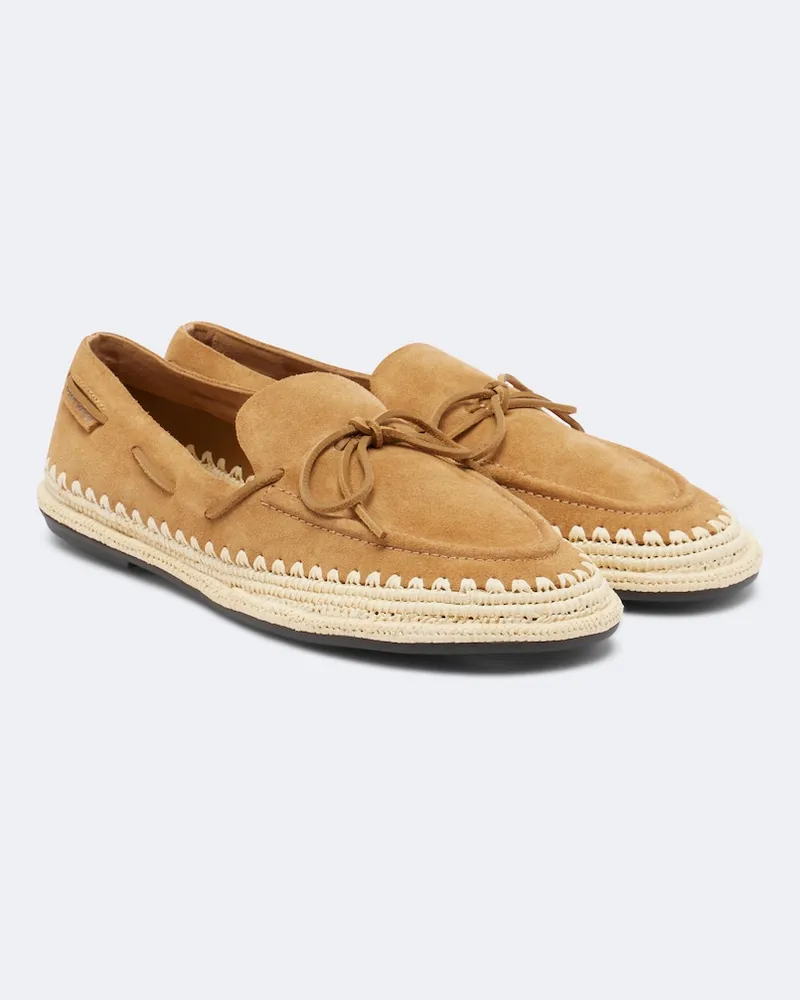 Tory Burch Espadrillas The Raffia Boaty in suede Beige