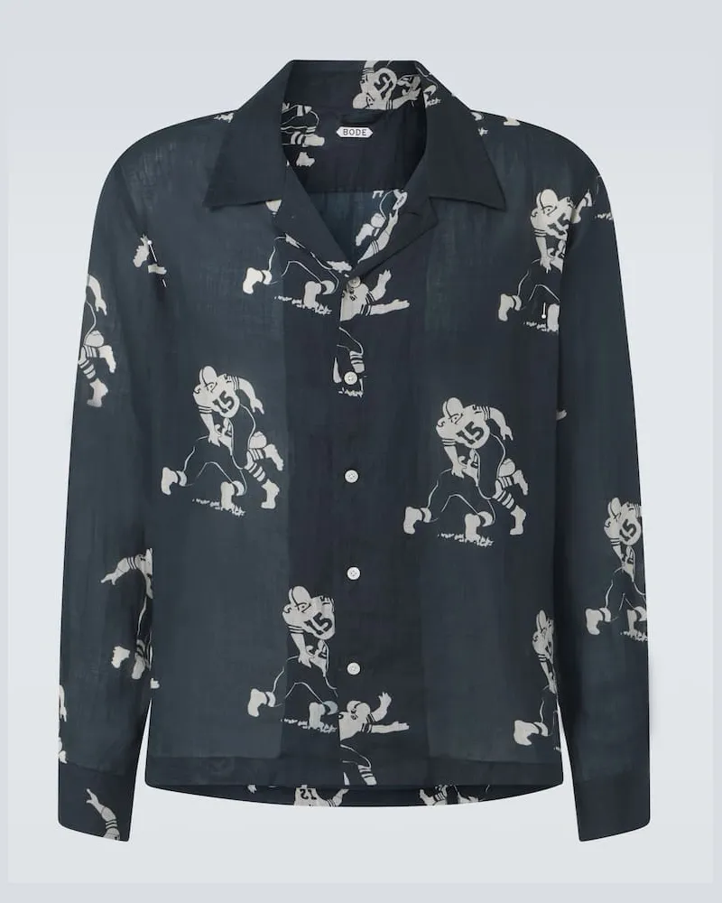 BODE Camicia Football Silhouette in lino Nero