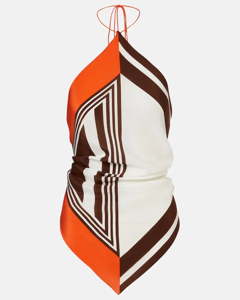 SIR Top Destino in seta a righe Bianco