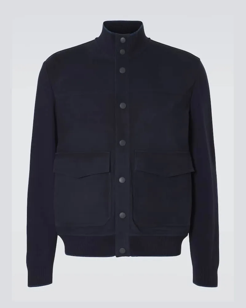 Canali Bomber in suede Blu