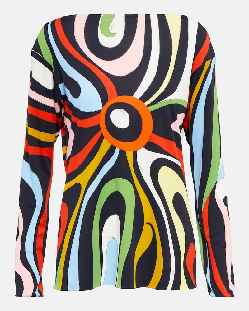 Emilio Pucci Blusa in jersey con stampa Multicolore