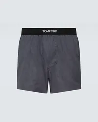 Tom Ford Boxer in jersey di cotone con logo Grigio