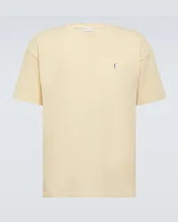 Saint Laurent T-shirt Cassandre in piqué di misto cotone Giallo