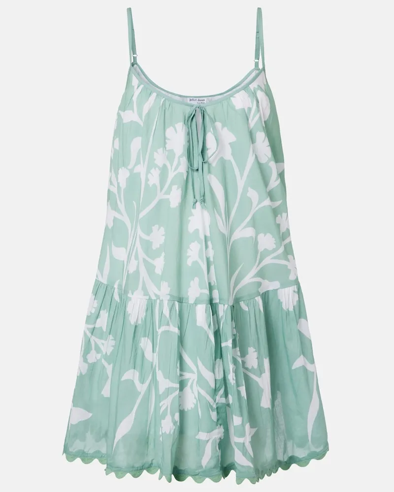 Juliet Dunn Abito corto in cotone con stampa floreale Verde