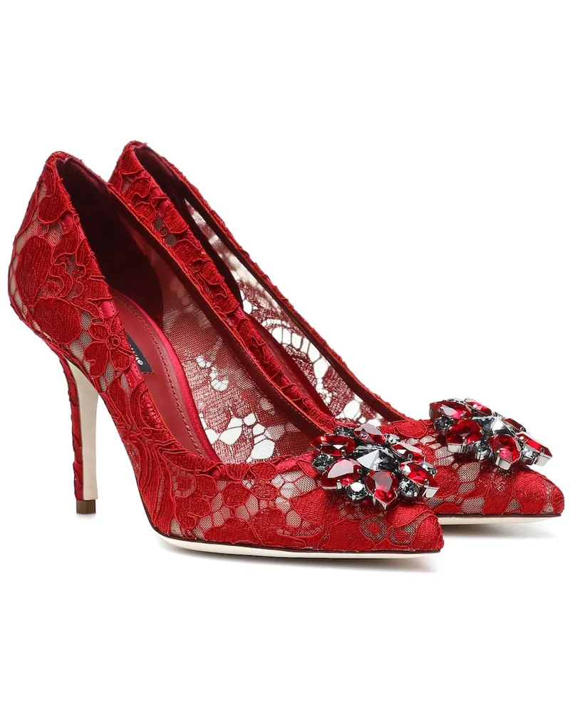 Dolce & Gabbana Pumps Bellucci in pizzo con cristalli Rosso