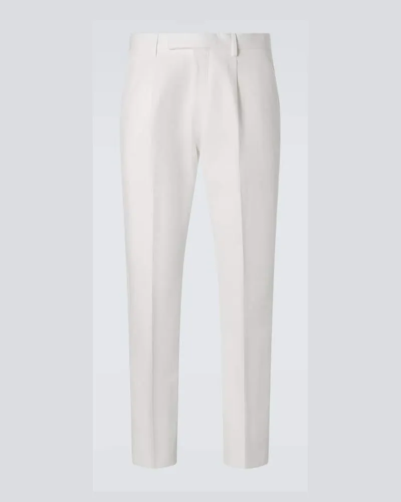 Ermenegildo Zegna Pantaloni regular in cotone e lino Bianco