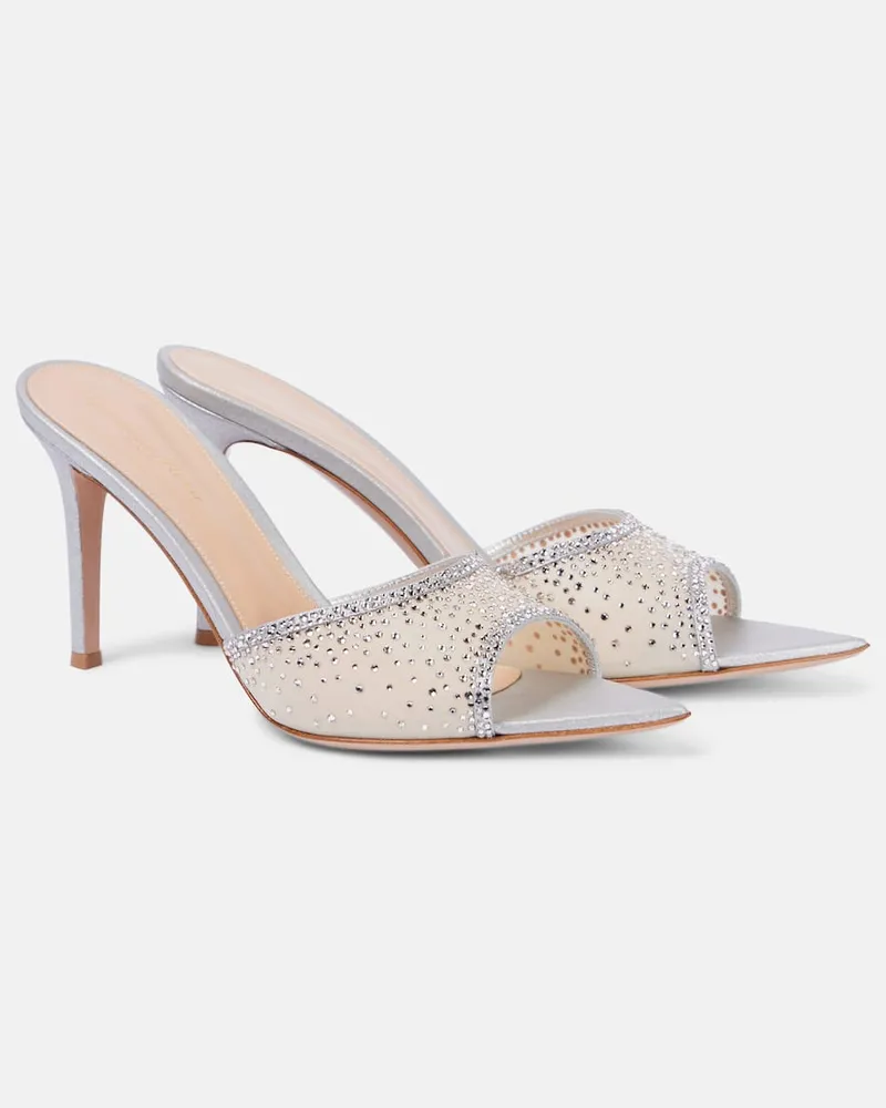 Gianvito Rossi Mules Rania 85 con cristalli Argento