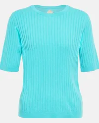 Jardin des Orangers Top in cashmere in maglia a coste Blu