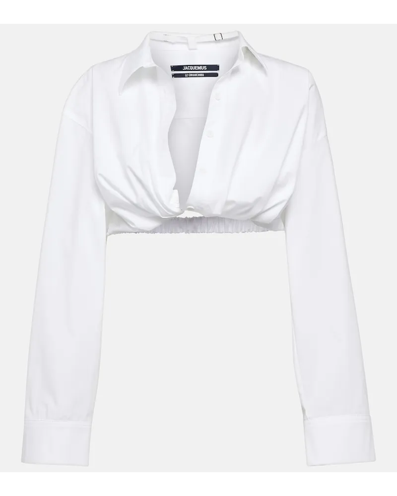 Jacquemus Top cropped La Chemise Bahia in misto cotone Bianco