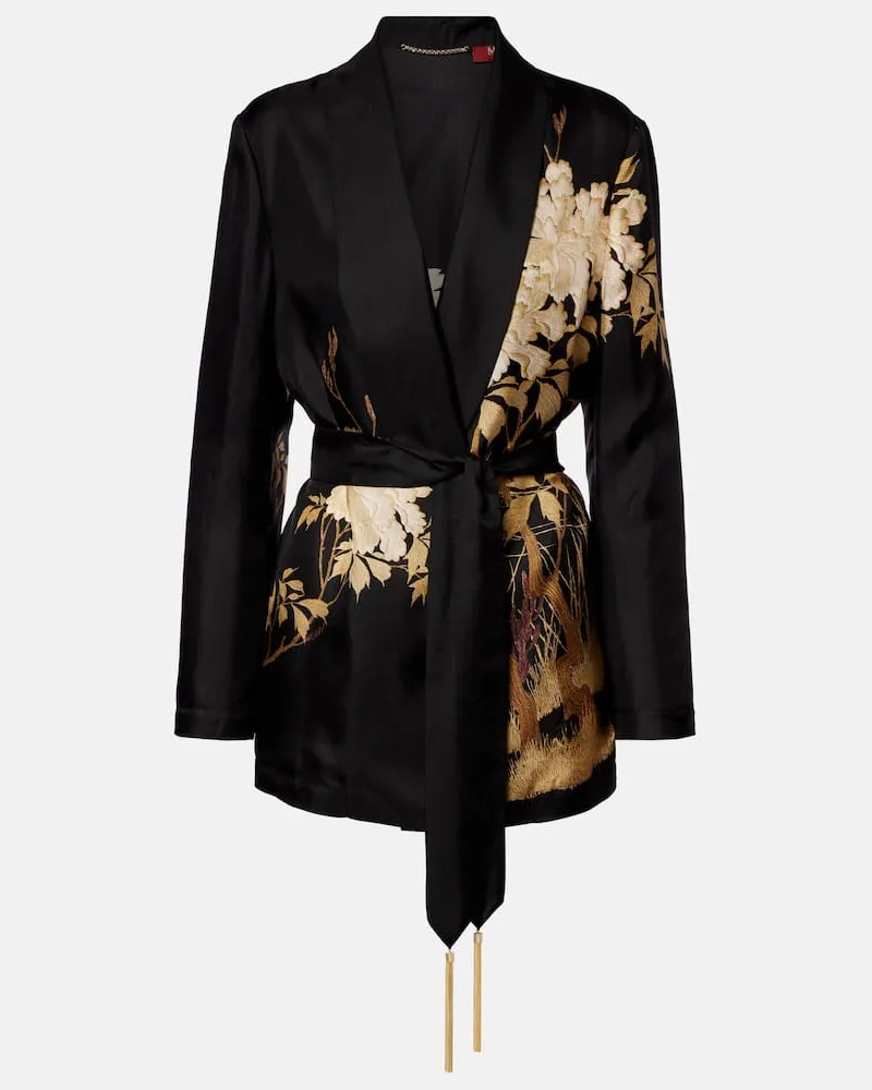 Max Mara Giacca a portafoglio Tunica in twill di seta Nero