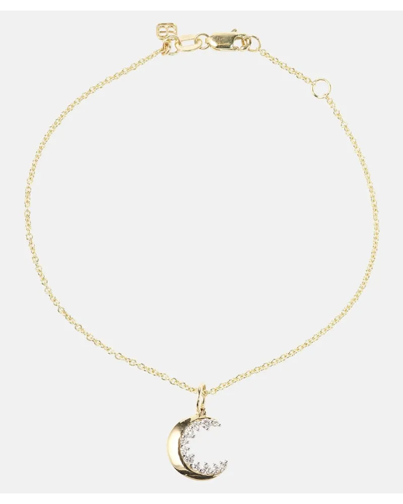 Sydney Evan Bracciale Crescent Moon in oro giallo e bianco 14kt con diamanti Oro