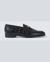 George Cleverley Mocassini Colony in pelle stampata Nero