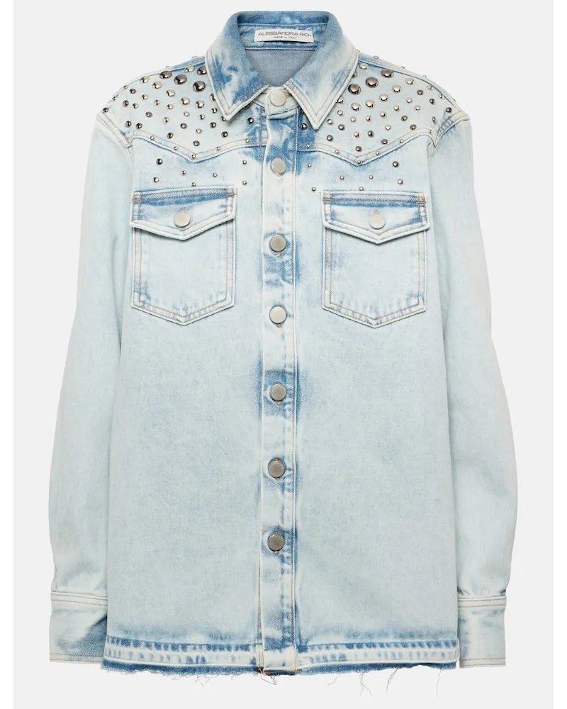 Alessandra Rich Giacca di jeans con borchie Blu