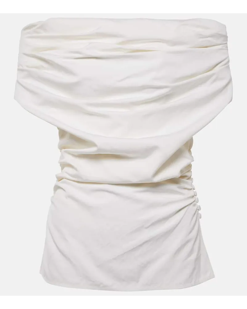 Magda Butrym Top in seta con scollo bardot Bianco