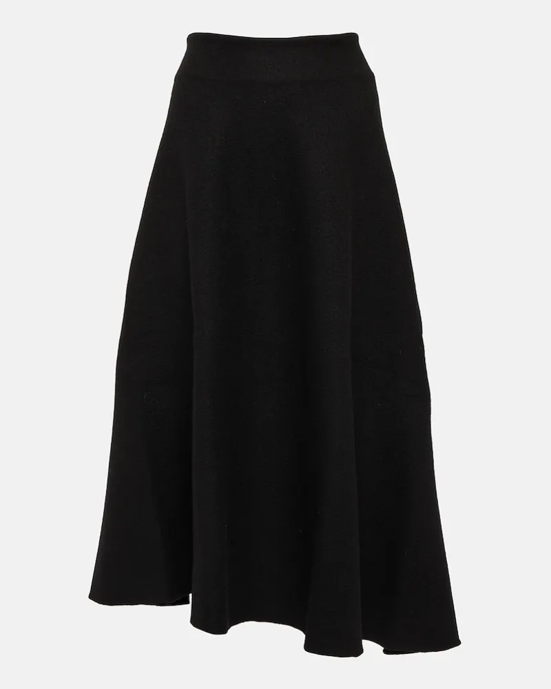 Jil Sander Gonna midi in lana vergine Nero