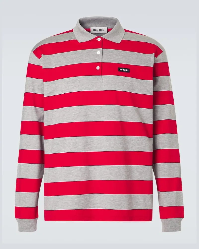 Miu Miu Polo in jersey di cotone a righe Rosso