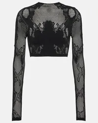 Dion Lee Top Cobra cropped in pizzo Nero