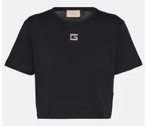 Gucci T-shirt cropped in jersey di cotone Nero