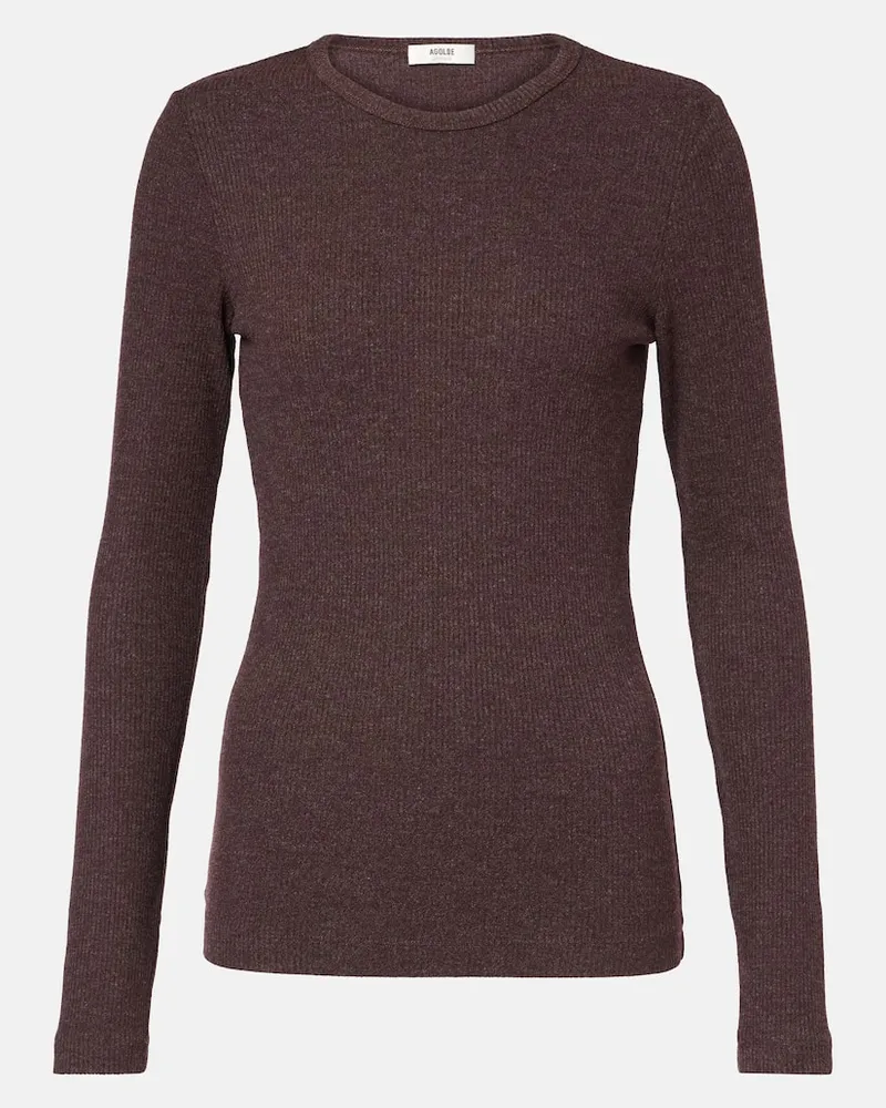 AGOLDE Top Delphi in jersey Marrone