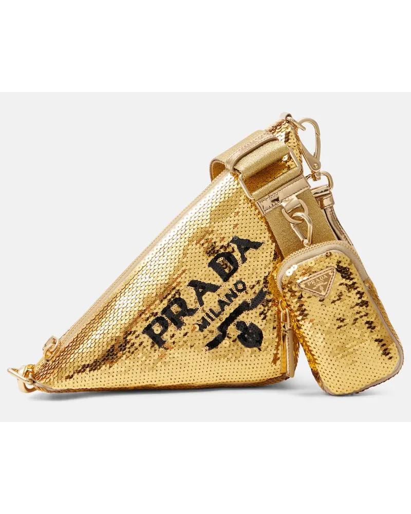 Prada Borsa a spalla con paillettes Oro