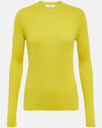 Co Pullover in maglia di seta a coste Giallo