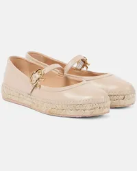 Gianvito Rossi Ballerine espadrillas in pelle e rafia Beige