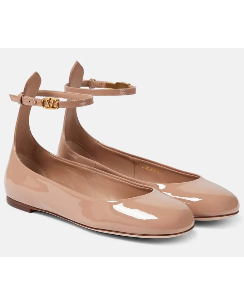Valentino Garavani Ballerine Tan-Go in vernice Neutro