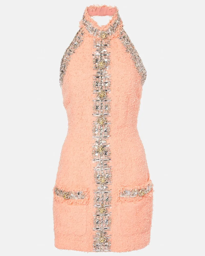 Balmain Miniabito con cristalli Rosa