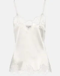 Dolce & Gabbana Camisole in raso di seta con pizzo Bianco