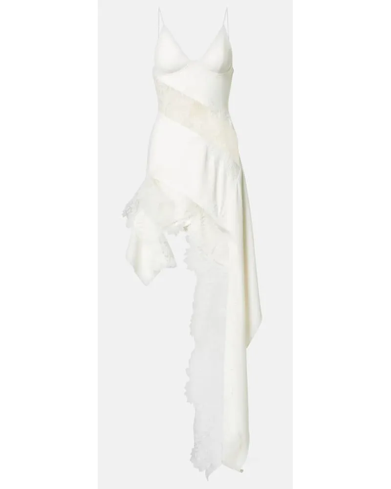 David Koma Bridal - Abito corto asimmetrico con pizzo Bianco