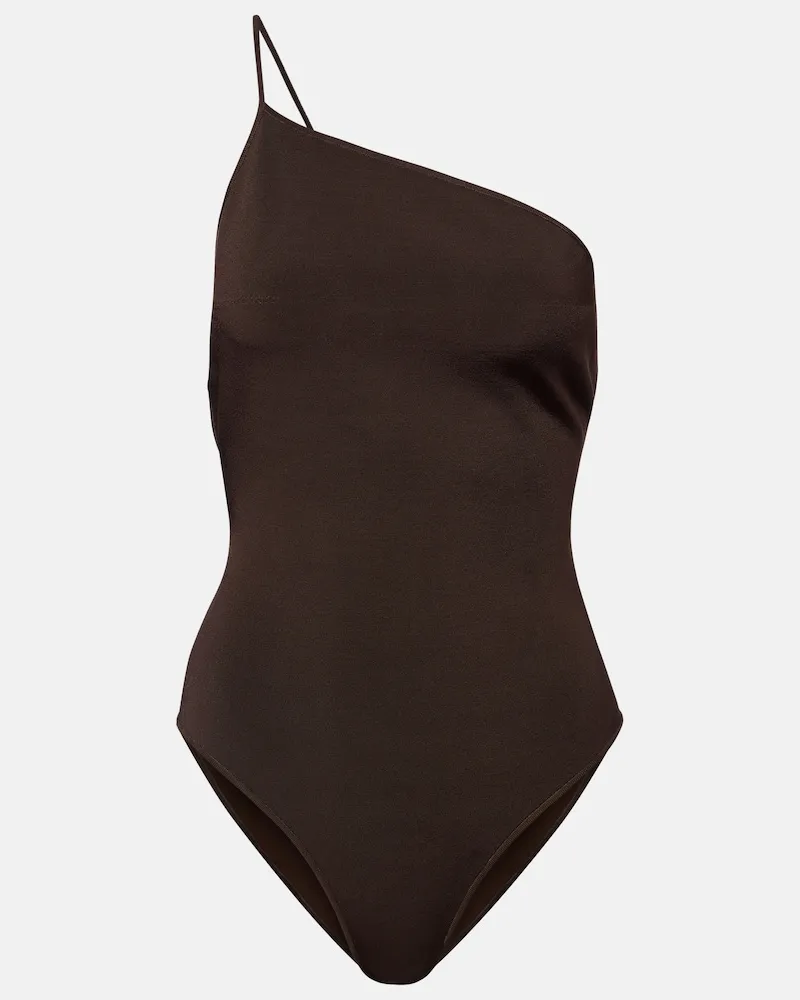 Saint Laurent Body monospalla in raso Marrone