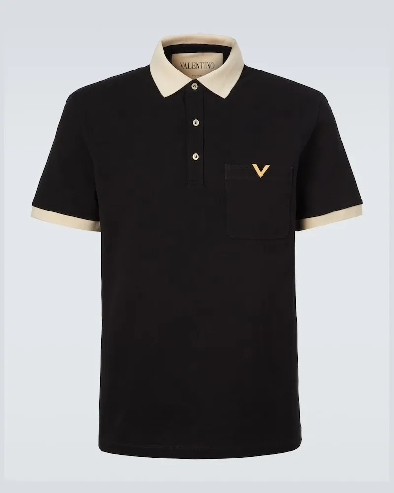 Valentino Garavani Polo VLogo in piquÃ© di cotone Nero
