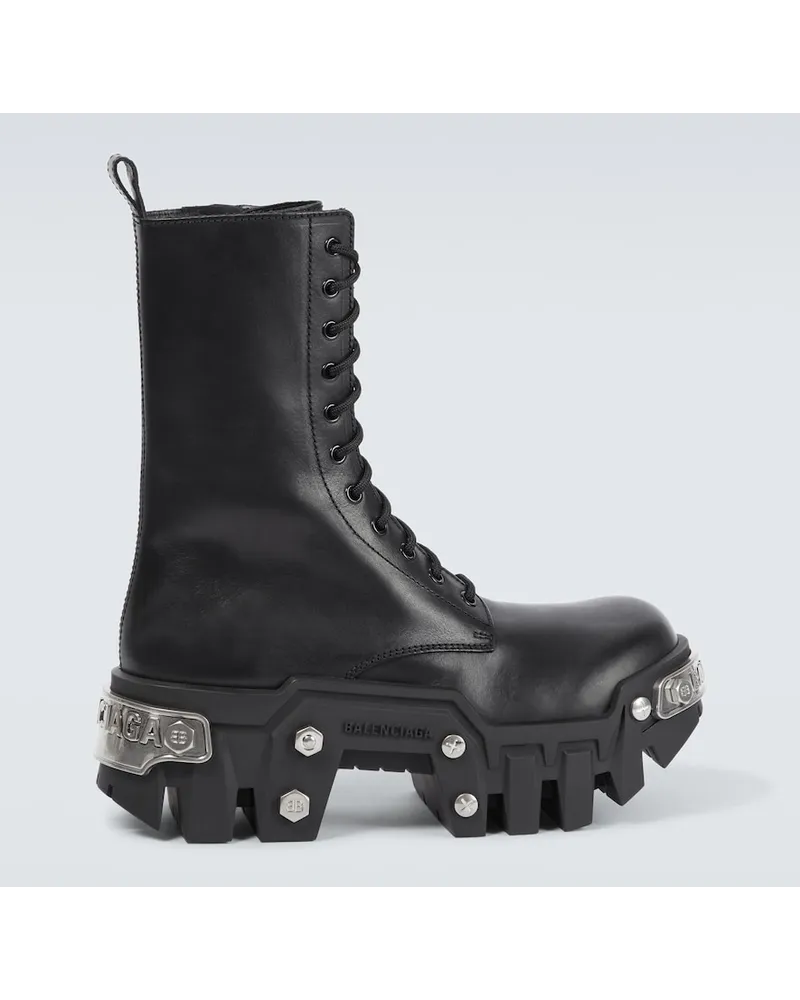 Balenciaga Anfibi Bulldozer in pelle Nero
