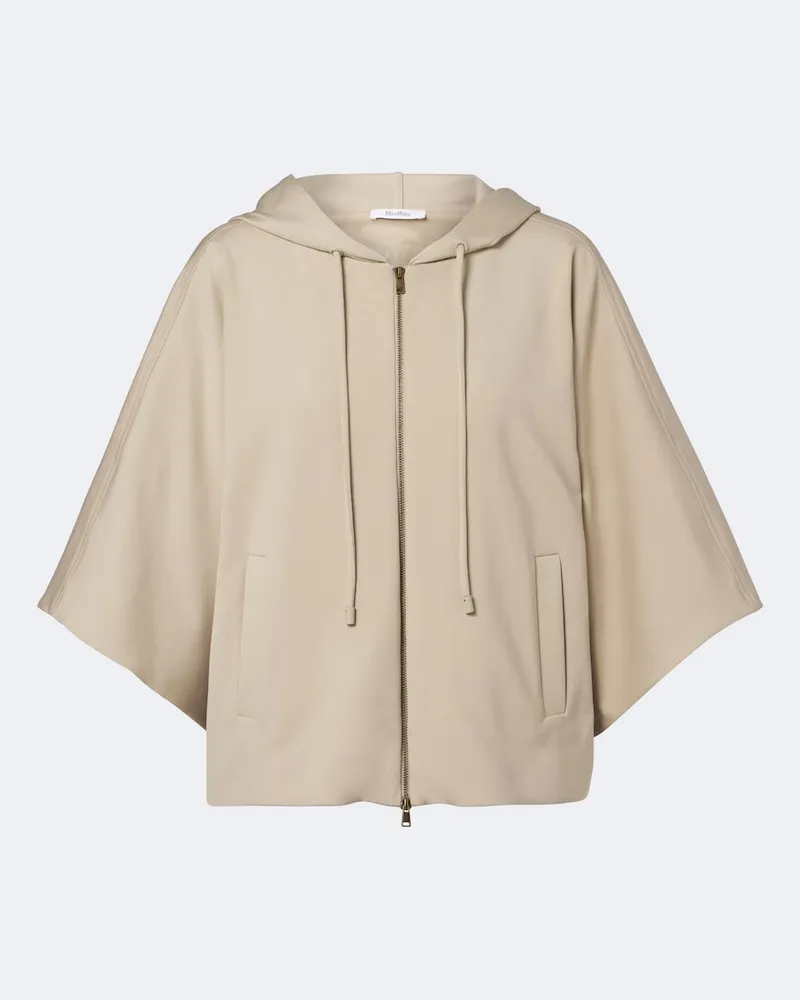 Max Mara Felpa con cappuccio a mantella con zip Beige