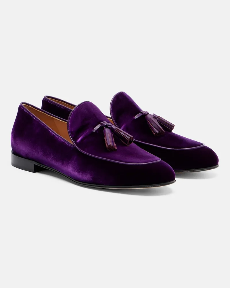 Gianvito Rossi Mocassini in velluto con nappine Viola
