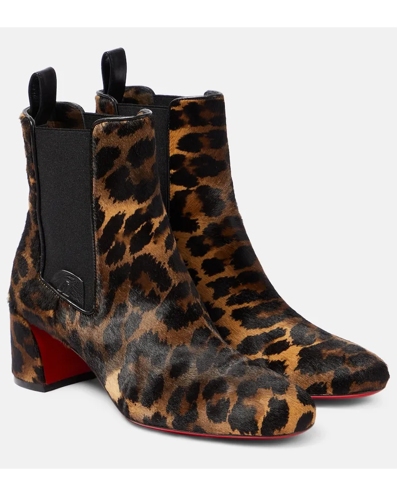Christian Louboutin Stivaletti Turelastic in pelle con stampa Marrone