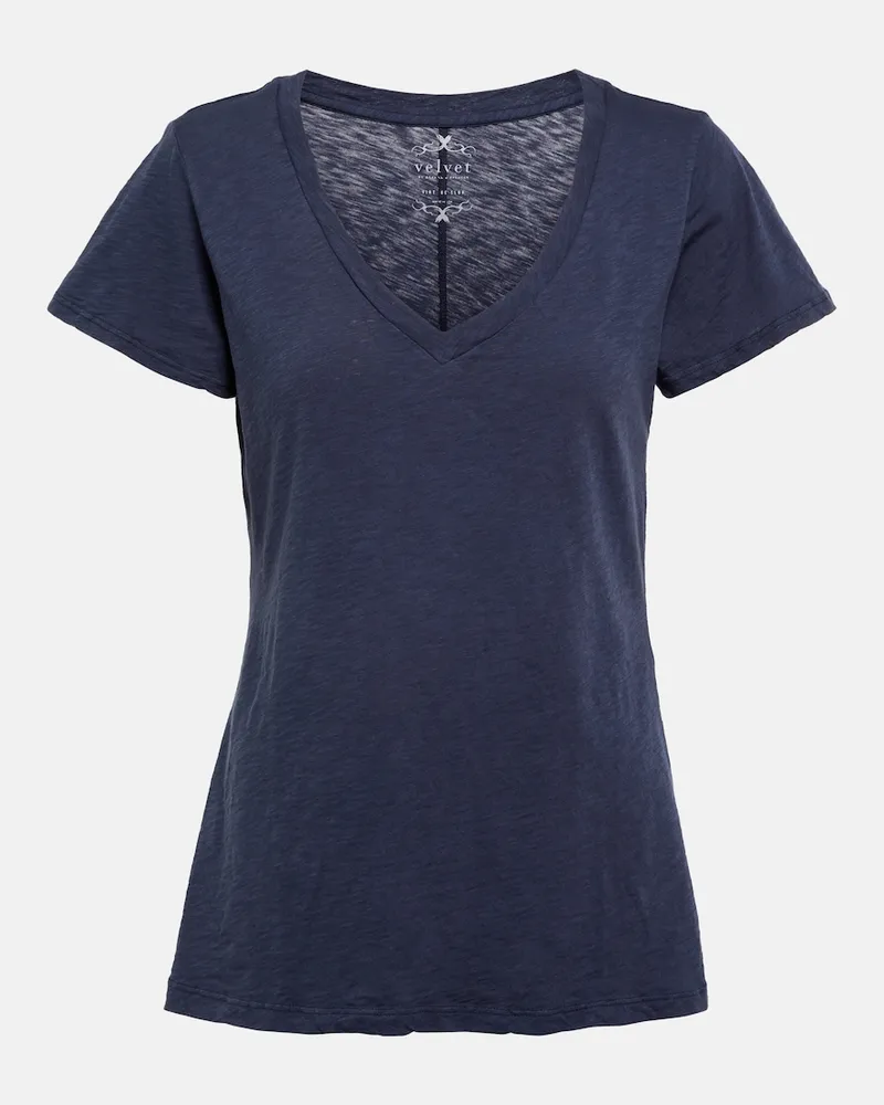 Velvet T-shirt Lilith in jersey di cotone Blu