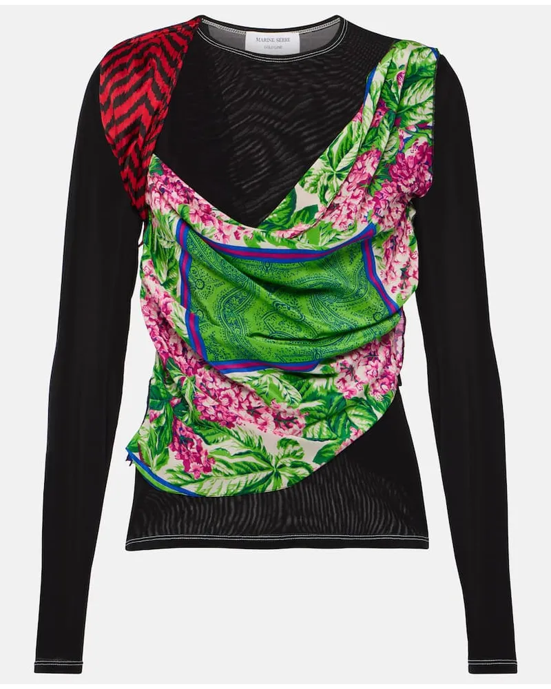 Marine Serre Top Silk Scarves in jersey Multicolore