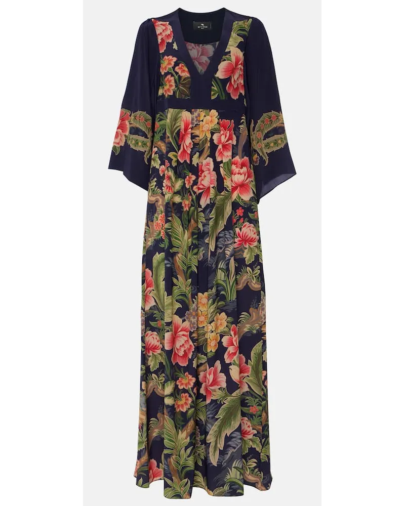 Etro Abito lungo in seta crÃªpe de chine con stampa floreale Multicolore