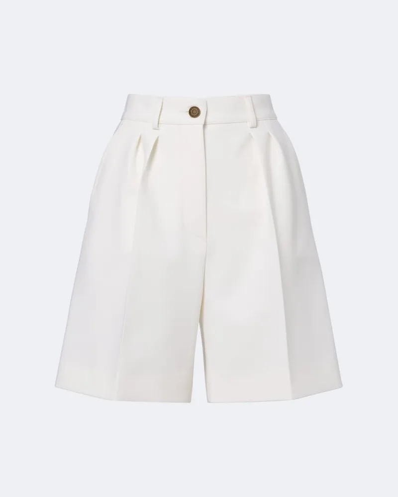 Max Mara Bermuda in misto lana plissé Bianco