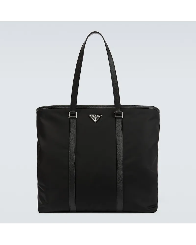 Prada Borsa in Re-Nylon con pelle Nero