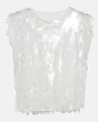 Norma Kamali Top cropped con paillettes Bianco