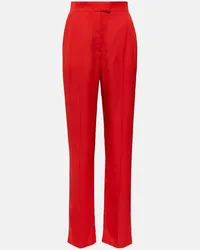 Alexander McQueen Pantaloni regular in twill a vita alta Rosso