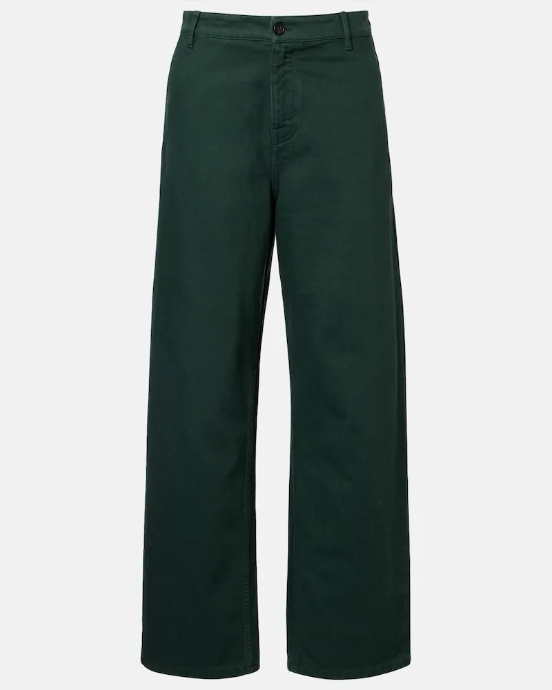 Miu Miu Pantaloni regular in gabardine di cotone Verde